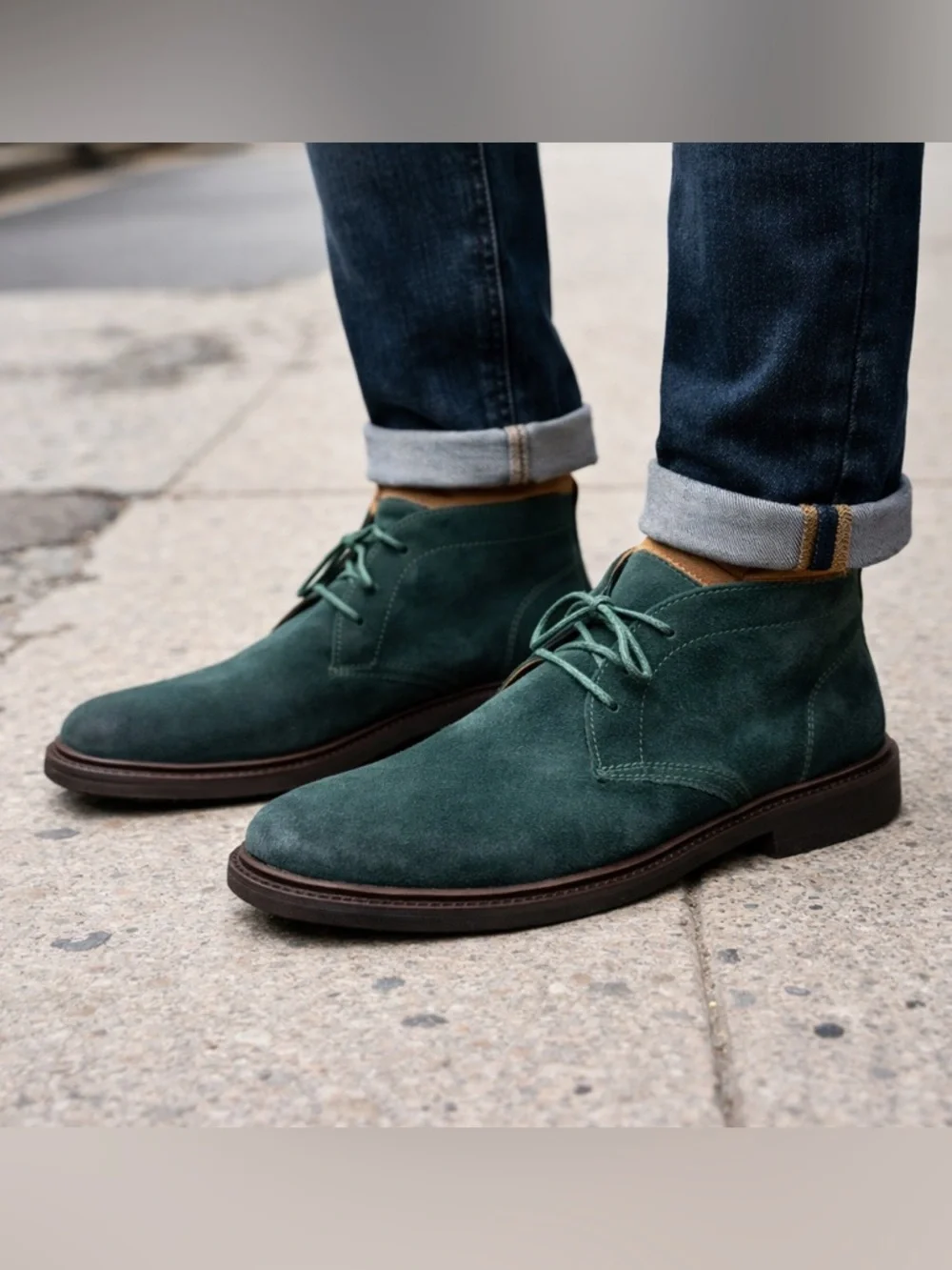 Frye Paul Chukka Lite Lace-Up Ankle Boots Pine Suede Leather Men's Size 11.5D